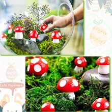 12 bức tượng nhựa nấm vườn cổ tích thu nhỏ dùng để trang trí cảnh quan, sân vườn, bãi cỏ, sân hiên ngoài trời, quà tặng tuyệt vời nhất - Nhiều màu - Xem 7