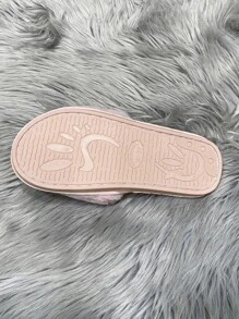 Women's Bedroom Slippers With Glittering Rhinestone Embellishment - Pink - View 6