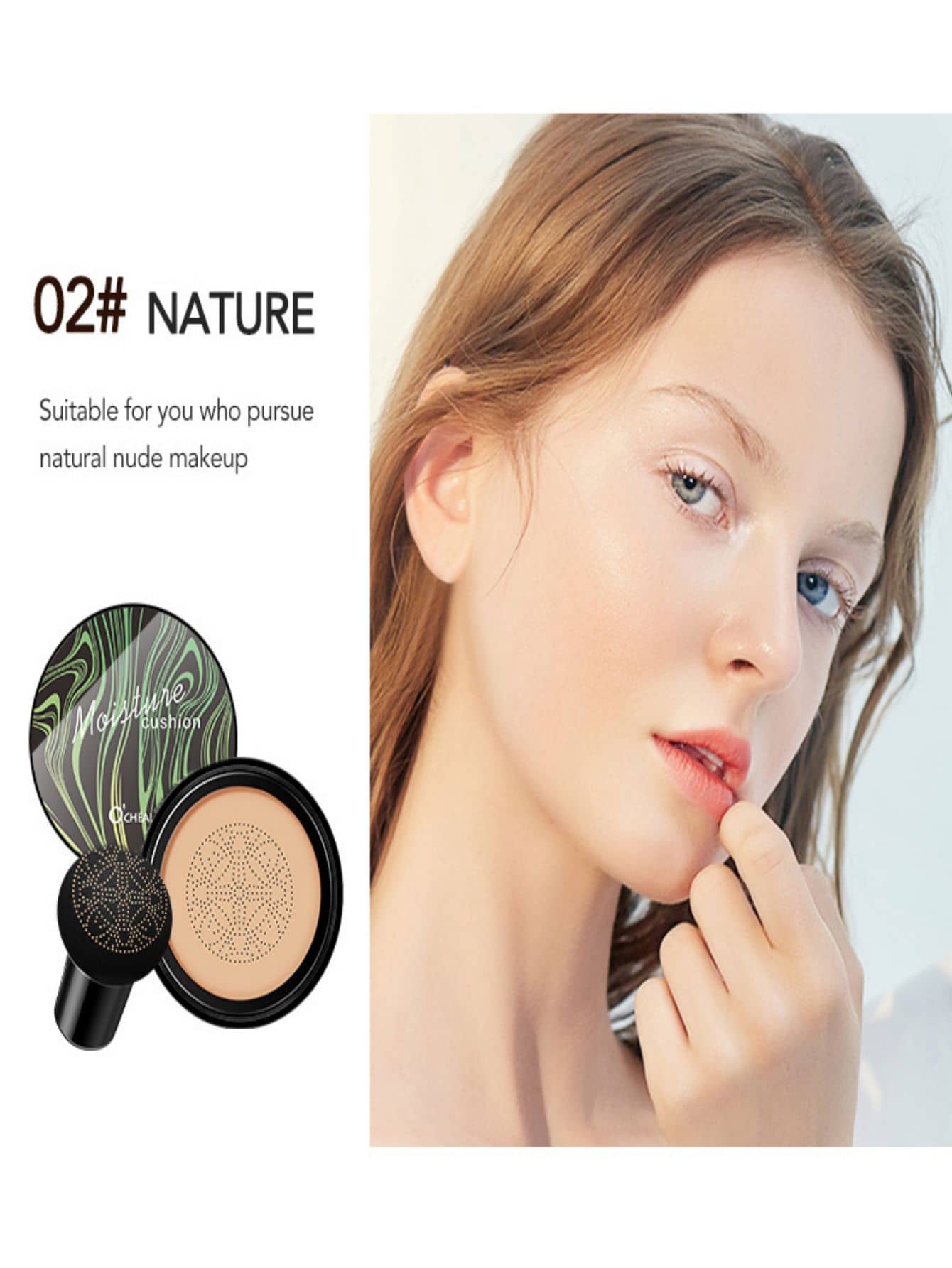O'CHEAL suave & suave colchón de aire Crema cc con cabeza de hongo Borla para empolvarse , exquisito Corrector , de larga duración control de grasa hidratante Base con mate brillante Crema cc para cara 20G - 105 Natural - Ver 1