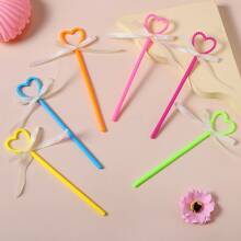 6pcs Candy-colored Kids' Heart Shaped Bow Hairpin Hair Accessory