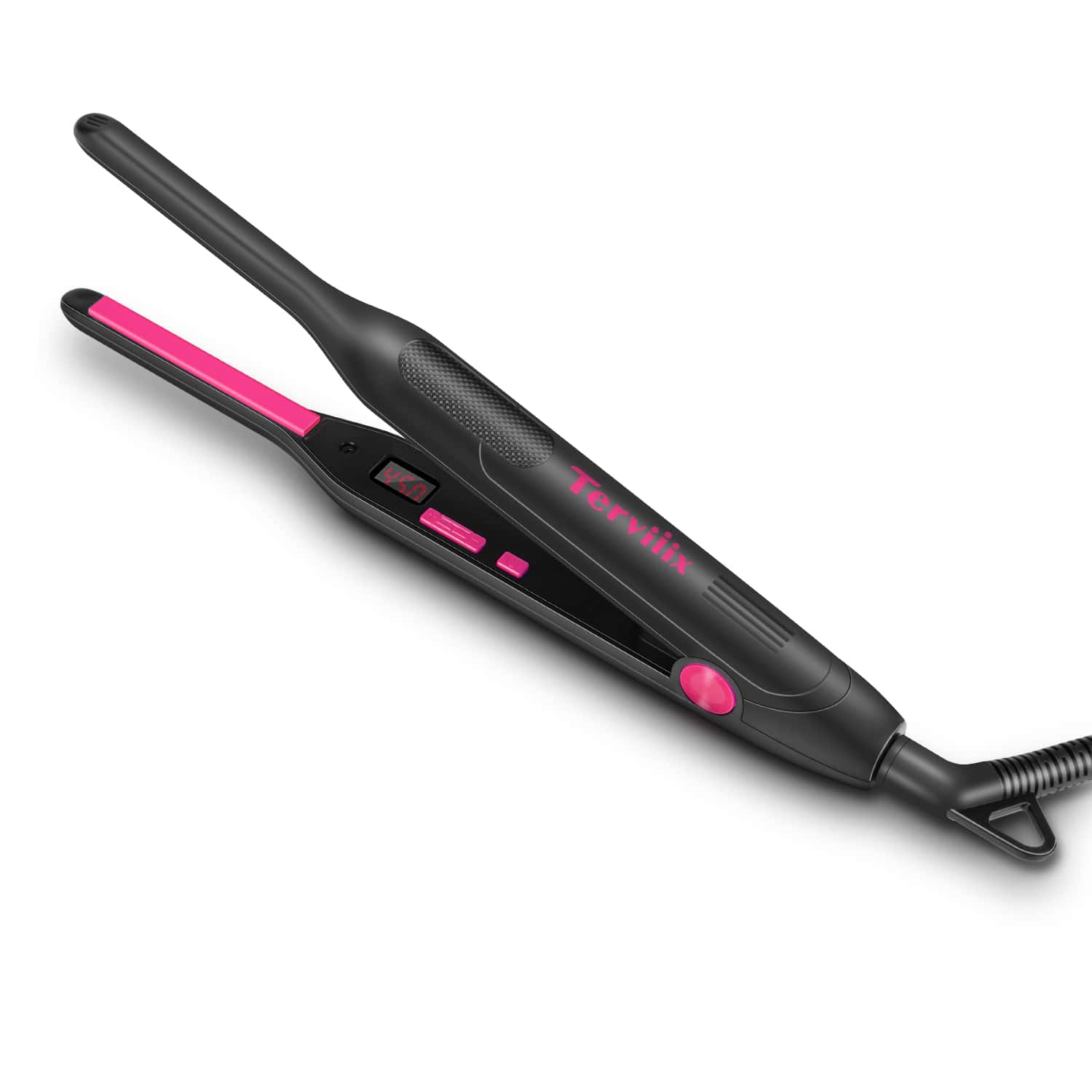 Terviiix Pencil Flat Iron, Small Flat Irons For Short Hair, Beard And Pixie Cut, 3/10 Inch Ceramic Tourmaline Mini Hair Straightener Dual Voltage With Adjustable Temperature, Auto Shut Off - Màu Hồng Tươi - Xem 1