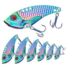 Hengjia 1pc Colorful Dragon Scale Vib Long Casting Lure Metal Fake Bait Zinc Alloy Glitter White Stripe Big Mouth Bass Lure 3g 5g 7g 10g 15g 20g - Multicolor - View 2