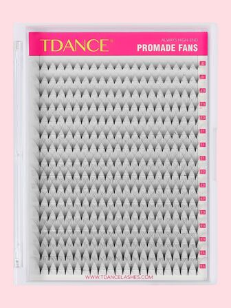TDANCE 1盒尖头预制扇形睫毛延长片。中茎睫毛延长片，预制，手工扇形，C/D卷曲混合长度睫毛簇，睫毛簇，单根睫毛，睫毛，假睫毛