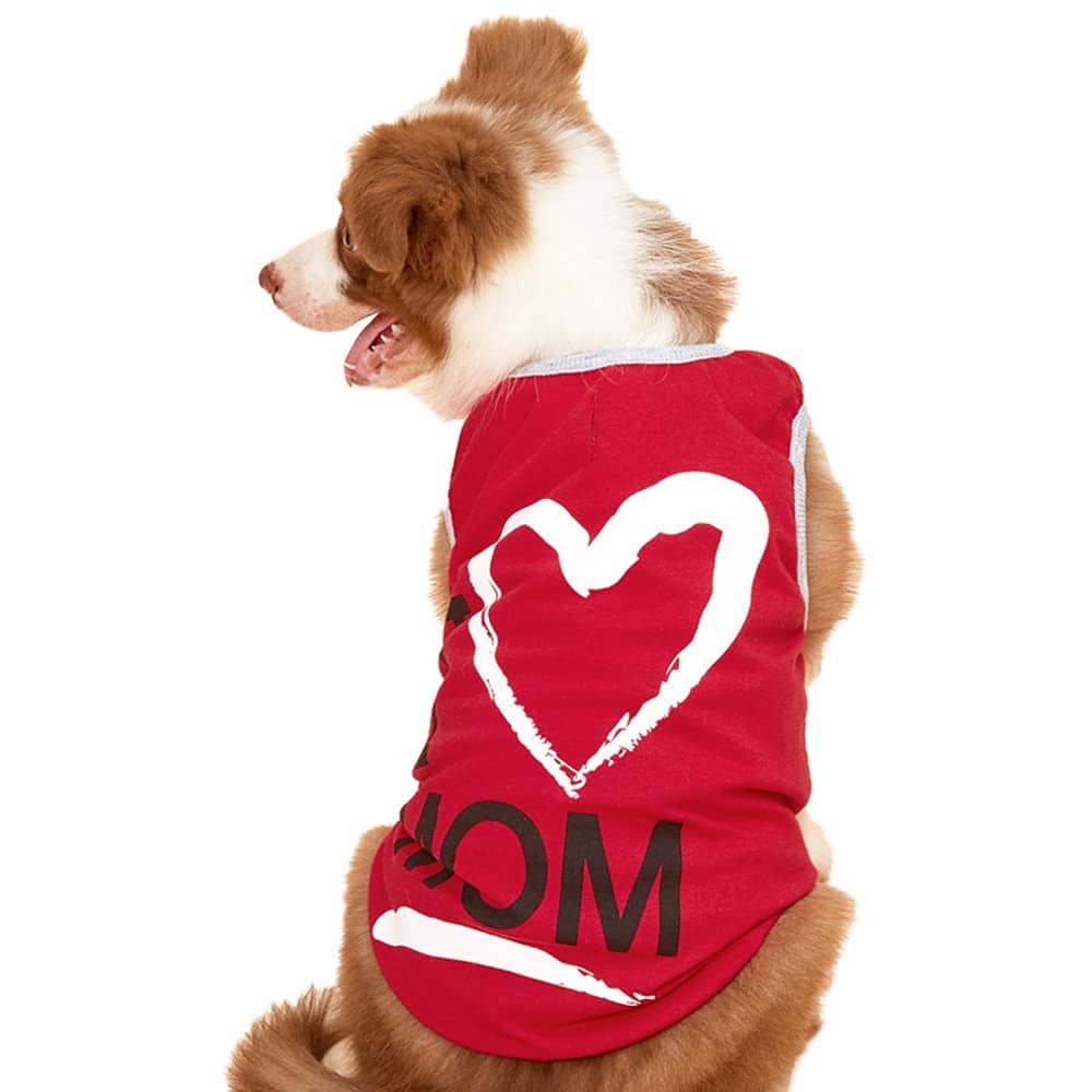 1pc Red Animal Print T-Shirt, Dog/Cat Spring/Autumn Leash Vest, Graphic Design For Small/Medium/Large Pets - Red - View 1