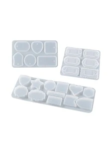 1pc Diy Keychain Pendant Silicone Mold Set For Jewelry Making, Including Resin Mold For Circular And Rectangular Pendants, With Crystal Epoxy Moulds For Decoration - White - View 7