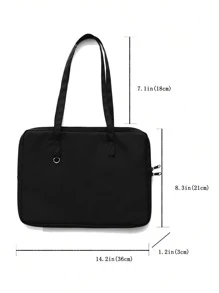 纯色简约旅行校园单肩电脑包教室笔记本电脑包教室包教师收纳包教室收纳包 - 黑色 - 查看 5