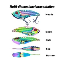 Hengjia 1pc Colorful Dragon Scale Vib Long Casting Lure Metal Fake Bait Zinc Alloy Glitter White Stripe Big Mouth Bass Lure 3g 5g 7g 10g 15g 20g - Multicolor - View 10