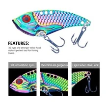 Hengjia 1pc Colorful Dragon Scale Vib Long Casting Lure Metal Fake Bait Zinc Alloy Glitter White Stripe Big Mouth Bass Lure 3g 5g 7g 10g 15g 20g - Multicolor - View 9