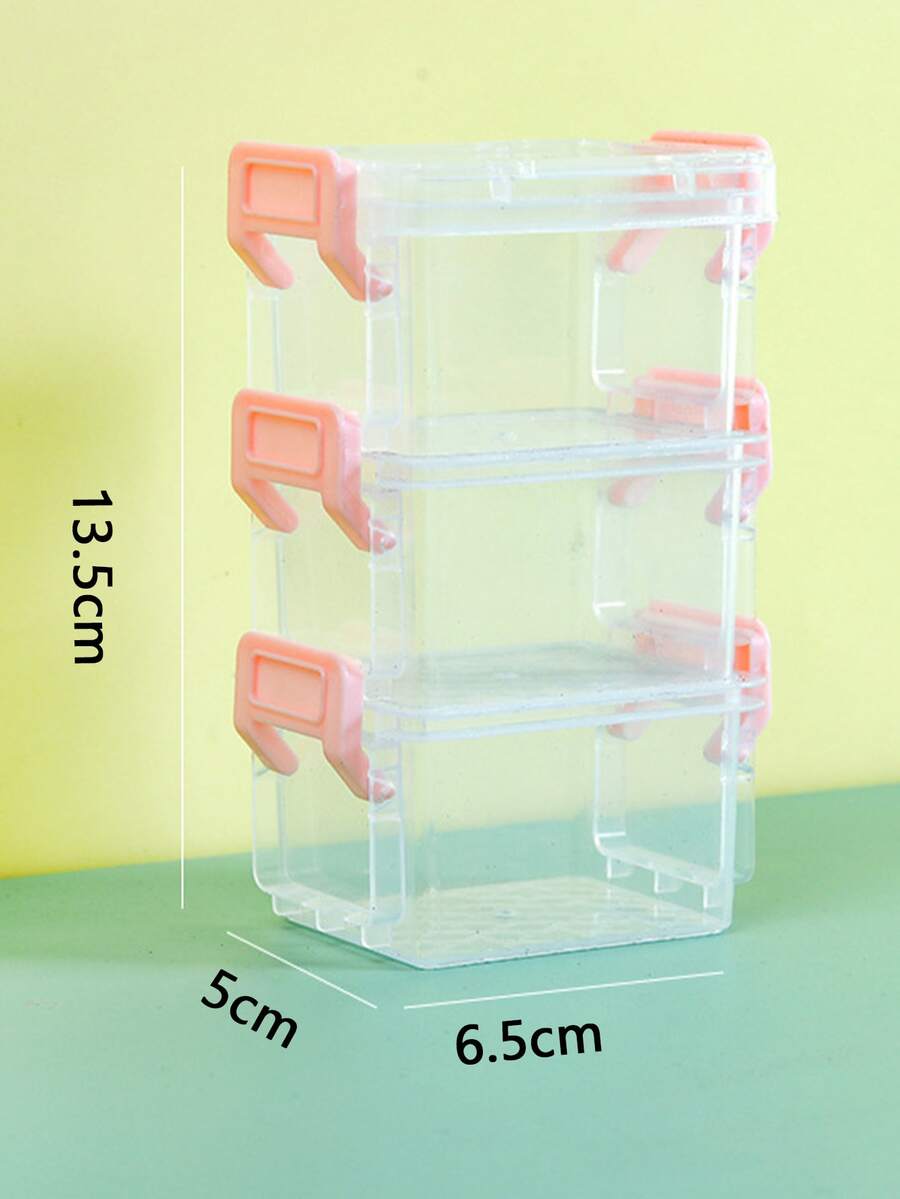 3Layer Clear Hair Accessory Storage Box, Plastic MultiFunctional