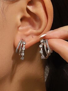 1 par de moda de mujeres personalizado delicado cobre Pendientes de tachuela con zirconia cúbica , fino Accesorios de joya