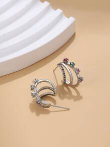 1 đôi Đồng Với CZ đá Cẩn vào Tinh tế Hoa tai Đối với phụ nữ Phụ kiện trang sức , CZ đá Màu sắc In Ngẫu nhiên - Bạc - Xem 7