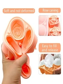 1入組4蛀牙玫瑰形狀製冰格,家用的冰 - 淺粉色 - 查看 6