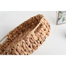 手編織物收納盤,馬蹄莖柳編編編織盤可整理,天然容器,草編水果、工藝品收納箱 - 自然色 - 查看 9