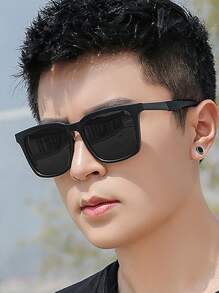 1 件新款韩版太阳镜休闲太阳镜沙滩配饰太阳镜夏季海滩度假、户外、旅行太阳镜 - 黑色 - 查看 1