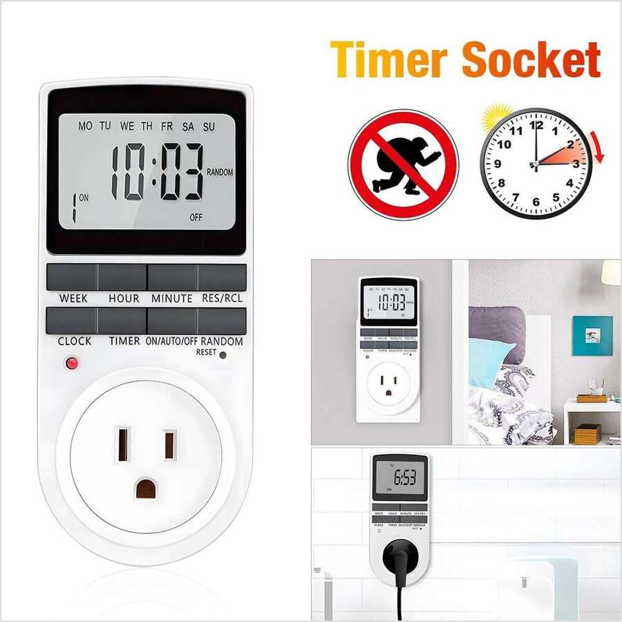 Digital LCD Electric Programmable Dual Outlet Plug In Clock Timer Switchh - Multicolor - View 1