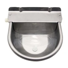 Stainless Steel Automatic Dog Waterer Bowl with Float Valve and 1M Hose(one end 3/4''), Livestock Waterer for Dog Goat Cattle (with Drainage Hole) - Silver - View 7