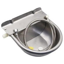 Stainless Steel Automatic Dog Waterer Bowl with Float Valve and 1M Hose(one end 3/4''), Livestock Waterer for Dog Goat Cattle (with Drainage Hole) - Silver - View 6