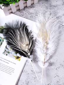 White Feather Cake Decoration Picks - White - View 2