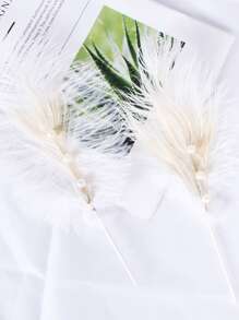 White Feather Cake Decoration Picks - White - View 3
