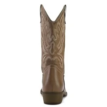 PENNYSUE Women Western Cowboy Boots Embroidered Mid-Calf Pointed Toe Cowgirl Boot - 卡其色 - 查看 3