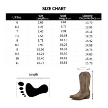 PENNYSUE Women Western Cowboy Boots Embroidered Mid-Calf Pointed Toe Cowgirl Boot - 卡其色 - 查看 7