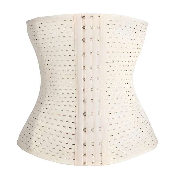 Corsetto contenitivo da donna per uso quotidiano con stecche in acciaio, modellante per il controllo addominale, con gancetti regolabili