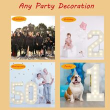 3FT Marquee Light Up Numbers Letters, Mosaic Numbers For Balloons, Giant Mosaic Balloon Number 0-9, Big Light Up Numbers For Birthday, Anniversary, Wedding Party Decorations - 白色2號 - 查看 2