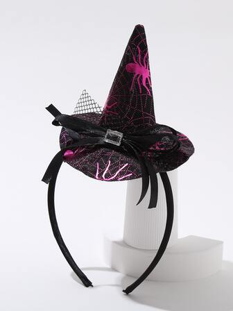 1入組萬聖節女巫帽蜘蛛圖案髮箍