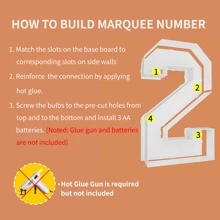 3FT Marquee Light Up Numbers Letters, Mosaic Numbers For Balloons, Giant Mosaic Balloon Number 0-9, Big Light Up Numbers For Birthday, Anniversary, Wedding Party Decorations - 白色2號 - 查看 4