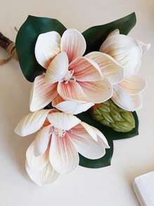 Artificial Orchid Flowers  Fake Orchids For Home Office Wedding Table Centerpiece For Wedding Decoration, Valentine'S Day Decor, Birthday Decor, Anniversary Decor, Holiday Decor, Graduation Decoration, Party Decor Supplies - 香檳色 - 查看 2