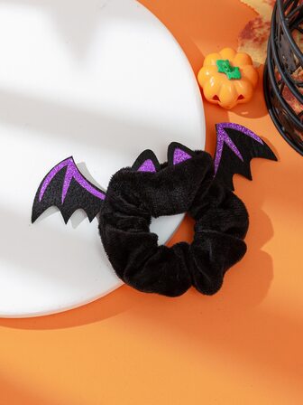 1 件万圣节趣味毛绒动物蝙蝠造型织物发带，氛围十足