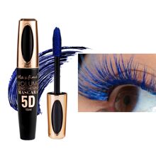 Blue 5D Silk Fiber Mascara Waterproof Long-Lasting Not Blooming Eye Lashes Mascara Thick Curling Lengthening Volume Mascara Fast Dry False Lash Effect Extension Make-Up - 藍色 - 查看 1