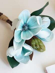 Artificial Orchid Flowers  Fake Orchids For Home Office Wedding Table Centerpiece For Wedding Decoration, Valentine'S Day Decor, Birthday Decor, Anniversary Decor, Holiday Decor, Graduation Decoration, Party Decor Supplies - Màu xanh lam - Xem 4