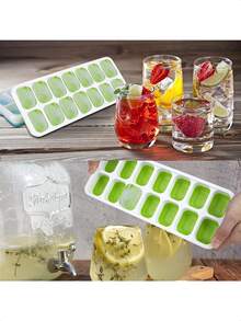 Ice Cube Tray, 2 Packs Silicone Ice Tray, 14 Ice Cube Molds with Lids, Stackable Ice Cube Molds for Chilling Drinks, Whiskeys, Cocktails (Blue + Green) - Apricot - View 4