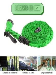Manguera Expandible para Jardin con Pistola Aspersor Retractil de 30 Metros - Verde - Ver 3