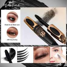 Blue 5D Silk Fiber Mascara Waterproof Long-Lasting Not Blooming Eye Lashes Mascara Thick Curling Lengthening Volume Mascara Fast Dry False Lash Effect Extension Make-Up - 藍色 - 查看 4