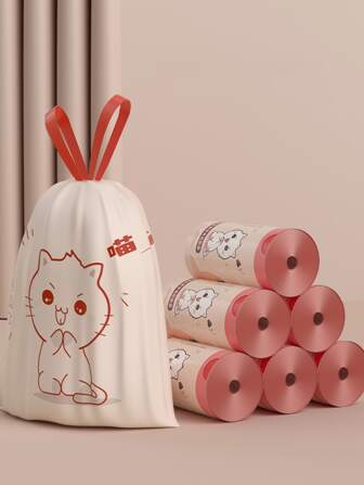 20 件/30 件/60 件/180 件加厚自封抽绳垃圾袋，带手柄的一次性塑料袋，适用于办公室