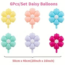 6Pcs/Set Candy Color Daisy Balloon SunFlower Foil Balloons Photo Props Wedding Birthday Party Decorations - Multicolor - View 2