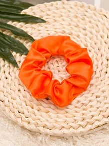 1 chiếc dây buộc tóc bằng satin màu trơn, kiểu dáng giản dị, thích hợp cho tóc đuôi ngựa, phụ kiện tóc co giãn, dùng trong làm đẹp tại nhà. - trái cam - Xem 2