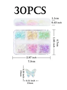 30入組可愛的樹脂蝴蝶結和鑽石釘,適用於diy韓式美甲設計,女性美甲沙龍用品 - 彩色 - 查看 4