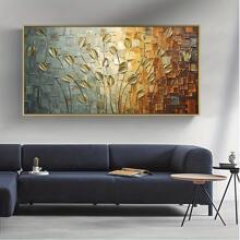 1 幅北欧抽象树叶花朵油画，帆布墙面艺术海报印刷品墙画，适用于客厅家居帆布画，无画框