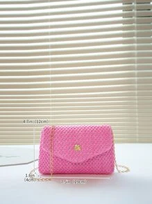 Túi đeo vai mini thời trang mùa hè, Túi đeo chéo một bên vai cho nữ, Vừa vặn với điện thoại, Quà tặng tuyệt vời cho ngày lễ, Mua sắm - Màu Hồng Tươi - Xem 6