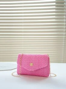 Túi đeo vai mini thời trang mùa hè, Túi đeo chéo một bên vai cho nữ, Vừa vặn với điện thoại, Quà tặng tuyệt vời cho ngày lễ, Mua sắm - Màu Hồng Tươi - Xem 2