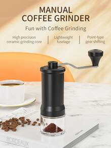 手動咖啡研磨機,細至粗的可調性,攜帶式espresso研磨機,適用於戶外露營或旅行咖啡豆研磨,方便易用的手搖咖啡研磨機,咖啡豆研磨機帶有可調節的設置 - 黑色 - 查看 3