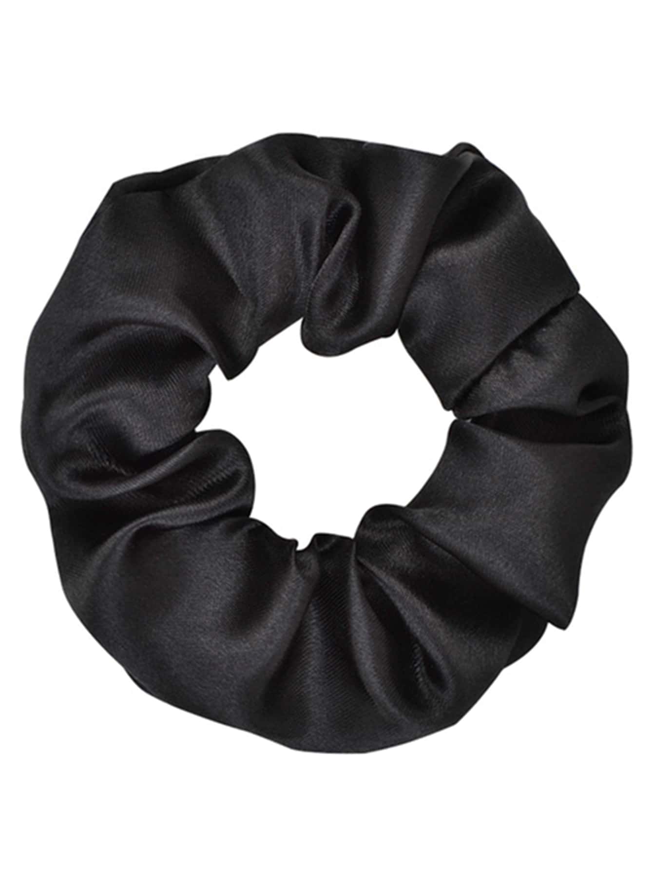 1个缎面纯色休闲蝴蝶结发圈，发绳马尾辫头饰弹力带美发家居饰品 - 黑色 - 查看 1