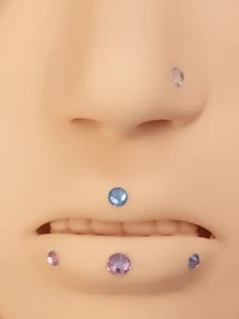 100入組/套多色亞克力鑽頭假的眉毛指甲片假的唇部指甲片假的鼻子指甲片多用途無孔刺首飾類 - 彩色 - 查看 3