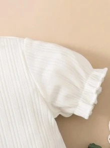 Hibobi Body liso con volantes para bebé niña - Blanco - Ver 5