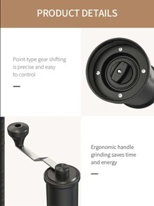 手動咖啡研磨機,細至粗的可調性,攜帶式espresso研磨機,適用於戶外露營或旅行咖啡豆研磨,方便易用的手搖咖啡研磨機,咖啡豆研磨機帶有可調節的設置 - 黑色 - 查看 8