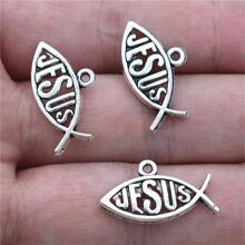 20pcs Antique Silver Color Christian Jesus Fish Charms Pendants For Handmade DIY Bracelet Necklace Jewelry Making - Antique Silver - View 1
