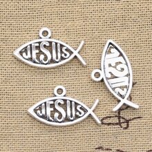20pcs Antique Silver Color Christian Jesus Fish Charms Pendants For Handmade DIY Bracelet Necklace Jewelry Making - Antique Silver - View 3